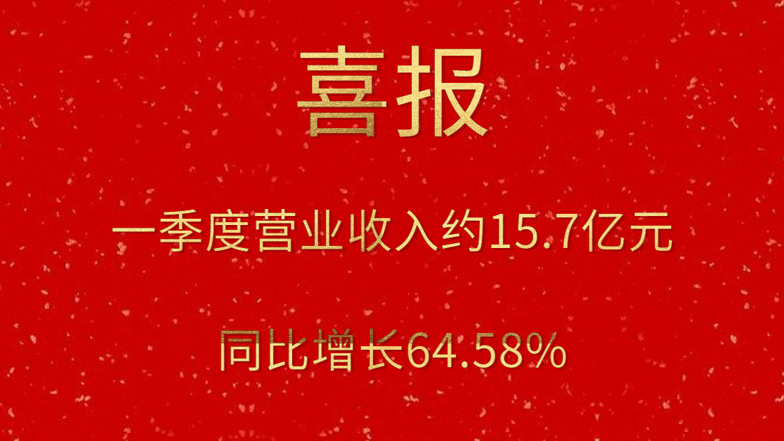公司一季度实现营业收入约15.7亿元，，，，，，同比增添64.58%